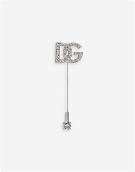 Lapel pin with DG logo and rhinestones 